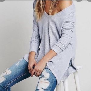 Free People light blue waffle knit sweater